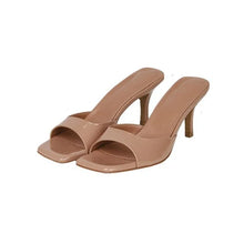 Load image into Gallery viewer, Women's Square Toe Thin Heel Mule Slippers
