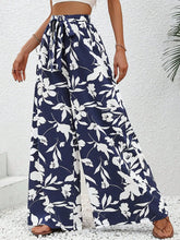 Load image into Gallery viewer, Summer vacation style casual and comfortable women's clothing floral print wide leg pants high waisted pants long pants
