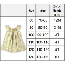 Load image into Gallery viewer, Floral Summer Dress for 1 2 3 4 5 6 Years Girls Smocking Design with Flying Sleeve Baby Toddler Daily Cute Clothes
