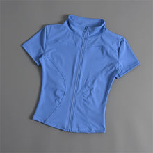 Load image into Gallery viewer, Casual Slim Sports Coat For Women Short Sleeve Solid Zipper Tops Female Cycling Running Yoga Outfit Clothes Summer Sport Jacket
