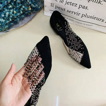 Load image into Gallery viewer, Women's Walking Sneakers, Lightweight Breathable Open Back Flats, Rhinestone Mesh Pointed Toe Dress Shoes for Party &amp; Banquet
