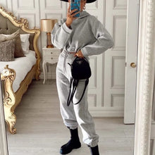 Load image into Gallery viewer, Winter Tracksuit Women Two Piece Set - Oversized Hoodie Sweatpants Solid Color Sportswear Suit |Casual Sweatshirt Trouser Set
