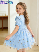 Load image into Gallery viewer, Girls' Hello Kitty Puff Sleeve Floral Tulle Dress
