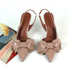 Load image into Gallery viewer, Women's Bow Knot Stiletto Bridal Slingback Heels
