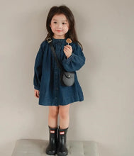 Load image into Gallery viewer, Girls' Cotton Puff Sleeve Denim Dress
