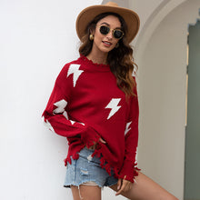 Load image into Gallery viewer, Women's Lightning Hole Tassel Pullover Sweater
