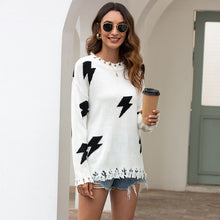 Load image into Gallery viewer, Women's Lightning Hole Tassel Pullover Sweater
