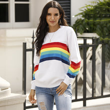 Load image into Gallery viewer, Women's Rainbow Stripe Pullover Sweater
