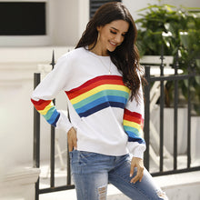 Load image into Gallery viewer, Women's Rainbow Stripe Pullover Sweater

