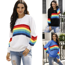 Load image into Gallery viewer, Women's Rainbow Stripe Pullover Sweater
