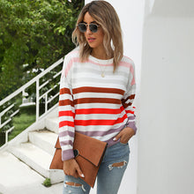 Load image into Gallery viewer, Women's Stripe Color Matching Pullover
