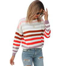 Load image into Gallery viewer, Women's Stripe Color Matching Pullover
