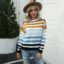 Load image into Gallery viewer, Women's Stripe Color Matching Pullover
