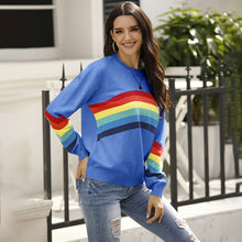 Load image into Gallery viewer, Women's Rainbow Stripe Pullover Sweater

