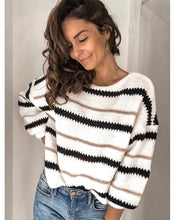 Load image into Gallery viewer, Women's Splicing Metal Stripe Pullover Sweater
